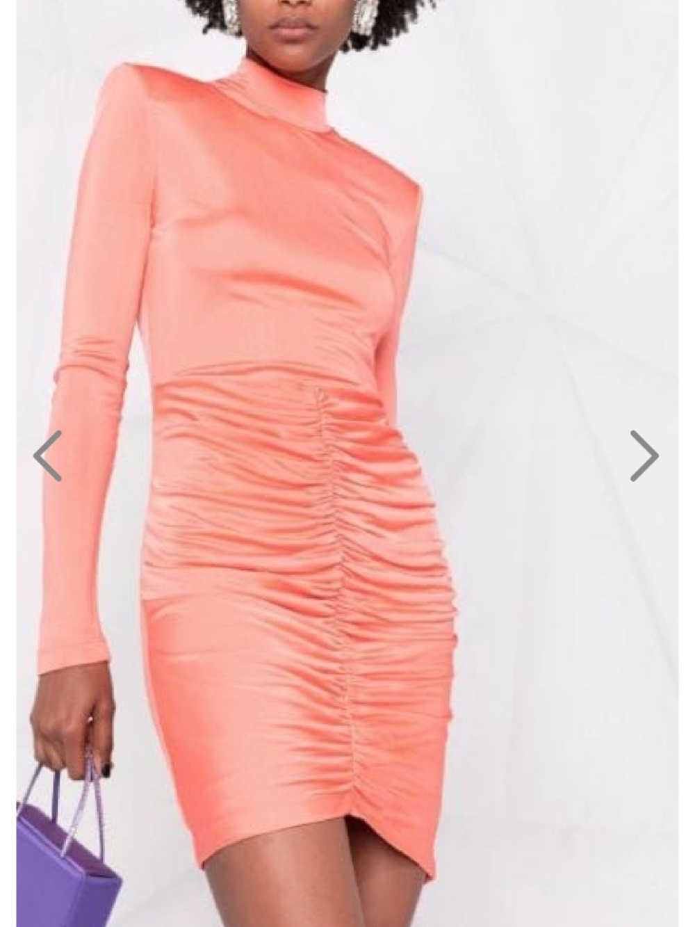 ROTATE Birger Christensen Miki Ruched Mini Dress Persimmon 34 NWT